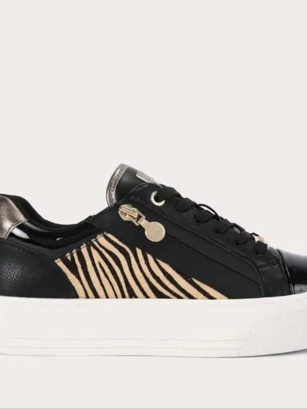 Carvela Women's Sneakers Size 8.5 Black Zebra Print Platform Shoes